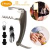 Wine Bottle Opener Set Wine Accessories Kit w/ Corkscrew Pourer Stopper Vacuum Pump for Home Waiters Bartenders