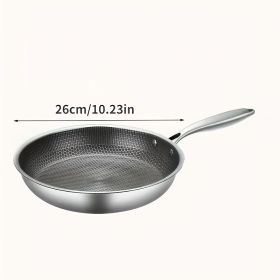Household Kitchen Honeycomb Stainless Steel Non Stick Frying Pan, Suitable For For All Stoves Frying Steak, Fish, Eggs