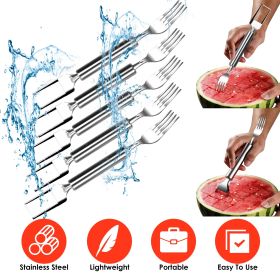 5Pcs 2 in 1 Watermelon Cutter Slicer Fork Stainless Steel Dual Head Watermelon Cutting Fork Knife For Family Gathering Party Camping