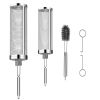 Rolling Grill Baskets BBQ Net Tubes 2 Stainless Steel Barbecue Grill Grates with 2 Handles 2 Hooks Cleaning Brushes