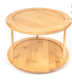 Better Homes & Gardens 2-Tier Bamboo Turntable Spice Rack – Rotating Kitchen Organizer, 10.04" Diameter x 6.89" H