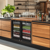 7.4 Cu.Ft Back Bar Cooler 35.4" W Beverage Refrigerator, 2 Low-E Glass Doors, Counter Height Bar Fridge, Commercial Display Refrigerator Anti-Fog