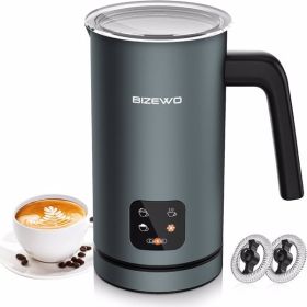 BIZEWO Milk Frother Electric, Coffee Frother, Warm and Cold Milk Foamer, 4 IN 1 Automatic Milk Warmer Stainless Steel with Touch Screen