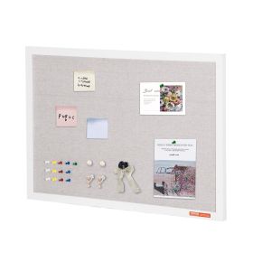 VEVOR 30"x20" White Cork Board with Linen Surface – Stylish Wall-Mounted Bulletin Board for Home, School, Office – Elegant & Functional Noticeboard