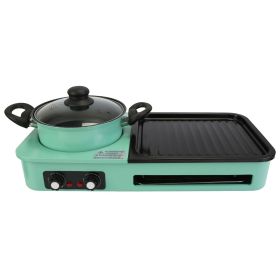 Electric Grill and Hot Pot Combo - 1600W Smokeless Korean BBQ Grill with Dual-Zone Cooking Non-Stick Surface & Adjustable Temp Control for 3-6 People