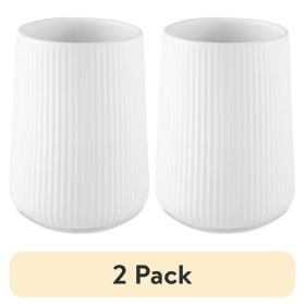 2 Pack 6.2" Ribbed Ceramic Kitchen Utensil Holder, White