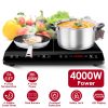 4000W Dual Electric Induction Portable Cooktop Burner Stove Countertop Hot Plate with 9 Temperature 0-3hr Settings
