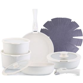 17Pcs Nonstick Cookware Set Frying Pan Sauce Pan Oven Dishwasher Safe