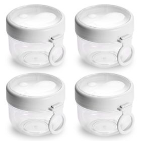 4 Food Containers with Lids and Folding Spoons 20oz Portable & Leak-proof Jars (Option: 4PcsOatsJarsWhite)