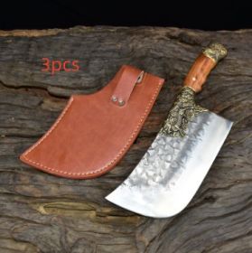 Household Bone Chopping Hand-forged Kitchen Knife Dual-use Knife Ghost Handmade Chef Knives (Option: 3pcsSilver)