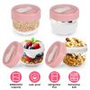 4 Food Containers with Lids and Folding Spoons 20oz Portable & Leak-proof Jars