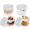 4 Food Containers with Lids and Folding Spoons 20oz Portable & Leak-proof Jars