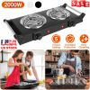 Electric Dual Coil Burner 2000W 5 Temperature Settings Portable for Countertop, RV, Tight Spaces