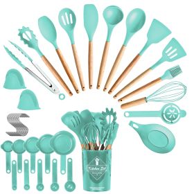 4 Colors Options - 35Pcs Set Kitchen Cooking Utensils Spatula Set/Baking Utensil Set/Kitchen Accessories (Color: Green)