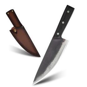 High Carbon Steel Kitchen and Butcher Knife With Sheath Fish Killing And Bone Removing Knife (Option: Black with Yellow holster)