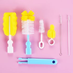 Kid Keeper Baby Bottle Brush Set Nylon Sponge Cleaning Brush Blue (Color: Blue)