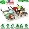 2Pcs Pull Out Cabinet Sliding Shelf Spice Rack Organizer Carbon Steel Roll Out Drawers with Adhesive Nano Film with Handle 55LBS Max Load