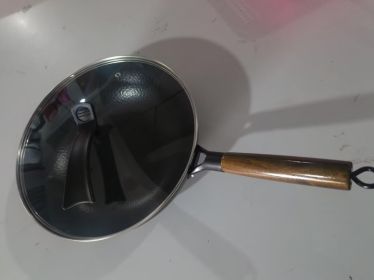 Traditional Handmade Iron Wok/ Iron Pan That Lasts Forever (Option: 32cm glass cover)