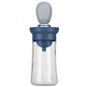 Oil Dispenser Bottle 2 In 1 Glass Olive Oil Dispenser Silicone Dropper with Silicone Brush Dropper Measuring Container for Kitchen Baking BBQ (Option: OilBottleBlue)