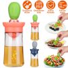Oil Dispenser Bottle 2 In 1 Glass Olive Oil Dispenser Silicone Dropper with Silicone Brush Dropper Measuring Container for Kitchen Baking BBQ