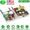 2Pcs Pull Out Cabinet Sliding Shelf Spice Rack Organizer Carbon Steel Roll Out Drawers with Adhesive Nano Film with Handle 55LBS Max Load
