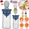 Oil Dispenser Bottle 2 In 1 Glass Olive Oil Dispenser Silicone Dropper with Silicone Brush Dropper Measuring Container for Kitchen Baking BBQ