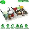 2Pcs Pull Out Cabinet Sliding Shelf Spice Rack Organizer Carbon Steel Roll Out Drawers with Adhesive Nano Film with Handle 55LBS Max Load