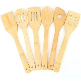 Set Of 6 Bamboo Wooden Spoons/Spatula Kitchen Cooking Tools Wooden Cooking Utensils (Option: Burlywood)
