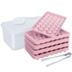 4 Packs Small Ice Cube Trays Mini Circle Ice Cube Tray Round Ice Ball Maker Mold with Lid Bin 132Pcs Ice Cubes for Chilling Drinks Coffee Juice Cockta (Option: IceCubeTrayPink)