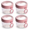 4 Food Containers with Lids and Folding Spoons 20oz Portable & Leak-proof Jars