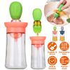 Oil Dispenser Bottle 2 In 1 Glass Olive Oil Dispenser Silicone Dropper with Silicone Brush Dropper Measuring Container for Kitchen Baking BBQ