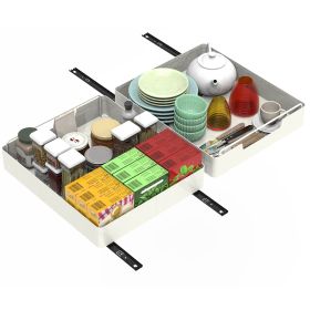 2Pcs Pull Out Cabinet Sliding Shelf Spice Rack Organizer Carbon Steel Roll Out Drawers with Adhesive Nano Film with Handle 55LBS Max Load (Option: 2PcsOrganizer35CM)
