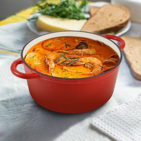 Large Capacity Enamel Dutch Oven, Temperature Resistance 500°F (Option: RE-1PC-24cm)