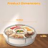Divided Serving Tray with Lid 360° Rotatable Snack Box Container with 6 Dividers Clear Portable Snack Platters for Fruit Candy Nut Sna
