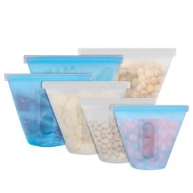 3Pcs Silicone Food Storage Bags Reusable Leak Proof Set Microwave & Dishwasher Safe 8.5oz/17oz/25.4oz (Option: FoodStorageBagBlue)