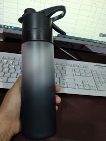 Spray And Water Bottle In One Sport Fitness Water Bottle For Girls Outdoor Travel Bottles (Color: Black)