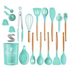 35Pcs Cooking Utensil Set Kitchen with Accessories Egg Holder, Whisk Separator, Tongs, Turner Spoons, etc (Option: UtensilSetGreen)