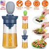 Oil Dispenser Bottle 2 In 1 Glass Olive Oil Dispenser Silicone Dropper with Silicone Brush Dropper Measuring Container for Kitchen Baking BBQ