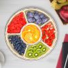 Divided Serving Tray with Lid 360° Rotatable Snack Box Container with 6 Dividers Clear Portable Snack Platters for Fruit Candy Nut Sna