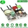 2Pcs Pull Out Cabinet Sliding Shelf Spice Rack Organizer Carbon Steel Roll Out Drawers with Adhesive Nano Film with Handle 55LBS Max Load