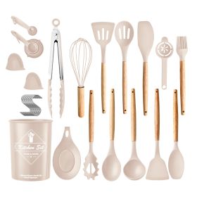 35Pcs Cooking Utensil Set Kitchen with Accessories Egg Holder, Whisk Separator, Tongs, Turner Spoons, etc (Option: UtensilSetKhaki)