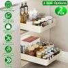 2Pcs Pull Out Cabinet Sliding Shelf Spice Rack Organizer Carbon Steel Roll Out Drawers with Adhesive Nano Film with Handle 55LBS Max Load