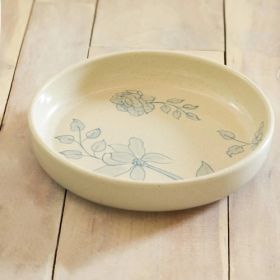 Off-White Classic Floral Print Ceramic Bowl For Elegant Everyday Dining (Option: 1pc)
