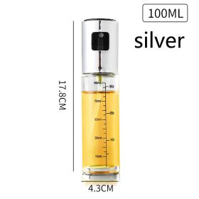 100ML Glass Olive Oil Spray Diffuser/Dispenser Bottle for Olive Oil, Vinegar, Soy Sauce, etc. (Color: Silver)