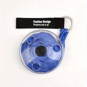 1pc Reusable Shopping Bags; Portable Outdoor Beach Bag; Roll Up Mini Disc Shape Black Grocery Bag; Folding Eco Friendly Light Weight; Kitchen Sup (Color: Blue)