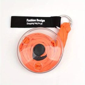 1pc Reusable Shopping Bags; Portable Outdoor Beach Bag; Roll Up Mini Disc Shape Black Grocery Bag; Folding Eco Friendly Light Weight; Kitchen Sup (Color: Orange)