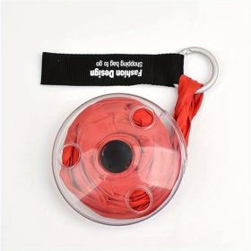 1pc Reusable Shopping Bags; Portable Outdoor Beach Bag; Roll Up Mini Disc Shape Black Grocery Bag; Folding Eco Friendly Light Weight; Kitchen Sup (Color: Red)