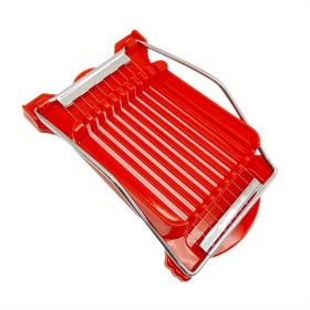 Multifunctional 10 Piece Luncheon Meat Cutter; Stainless Steel Egg Cutter for Fruit Onion Soft Food Roast; Spam Kitchen Tool (Color: red lunch meat slicer)