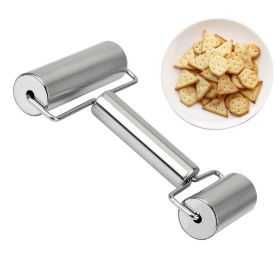 Baker's Roller, 360 Degree Rolling Pastry Roller, Stainless Steel For Baking, Non-stick Dough and Pastry Roller (Color: Silver-doublehead)