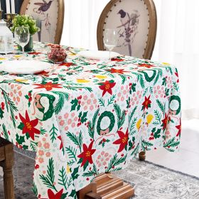 Muwago Christmas Garland Trimming Printed Fabric Tablecloth For Dining Room Decoration Washable Anti-Stain Anti-Oil Table Cover (Size: W52"*H78")